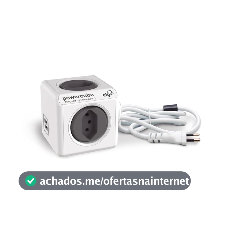 ELG, PWC-X4U/3M, PowerCube com Extensor USB, Filtro de Linha, Multiplicador 4 Tomadas Bivolt com 2 Portas USB 2.4A, Disjuntor Integrado de 10A, Cabo 3m, Cinza