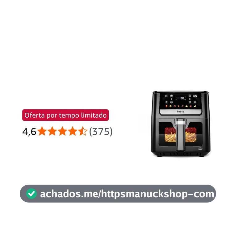 Air Fryer Philco 6,5L Visor Glass 1700W PAF65 127V