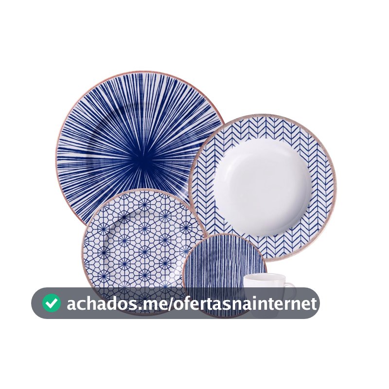 Aparelho de Jantar Tramontina Abstratta em Porcelana Decorada 20 Peças