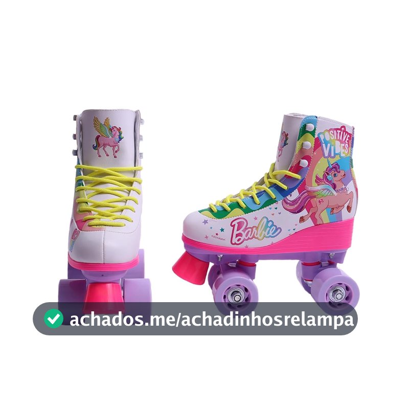 Fun Divirta-se - Barbie - Patins 4 Rodas Tamanho 33/34 - Sem Acessórios - A partir de 6 anos