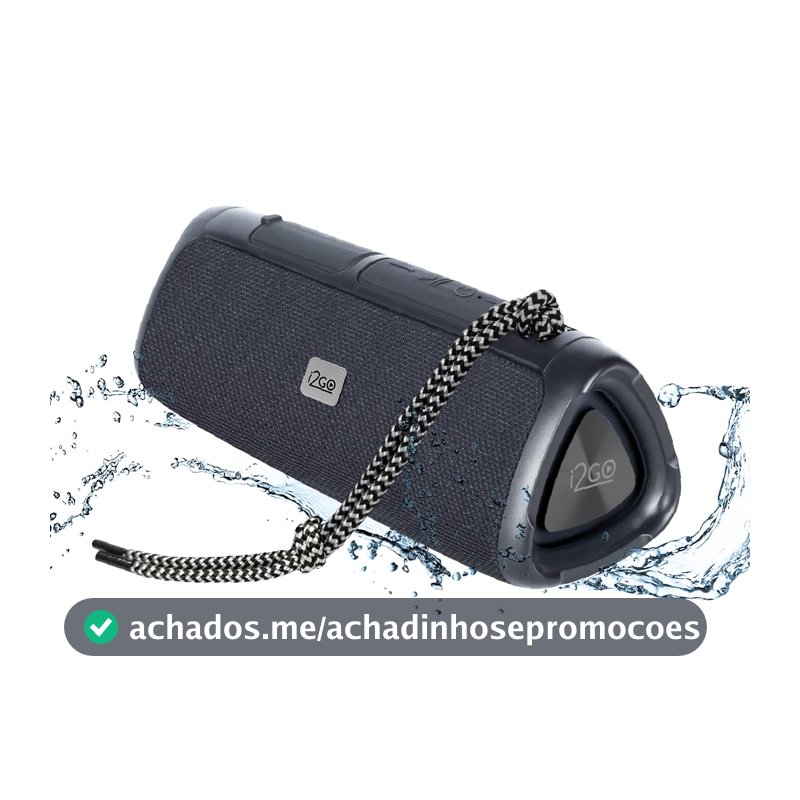 I2GO, Caixa De Som Bluetooth 3 Angle Sound. 12W RMS, Resistente à Água, Preto