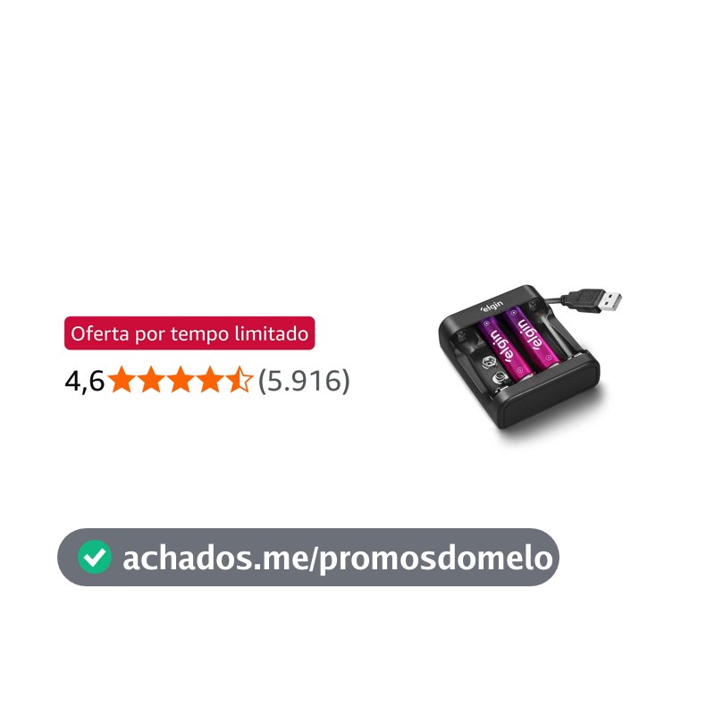 Carregador de Pilhas e Baterias USB com 2 Pilhas AA 1500mAh recarregáveis
