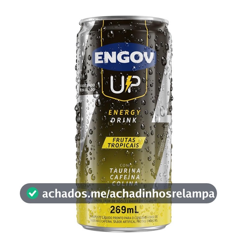 Engov Up Tropical - Bebida Gaseificada para Energia, Disposição e Melhora de Foco - Cafeína, Taurina, Arginina, Baixo em Calorias e Sódio - 269ml