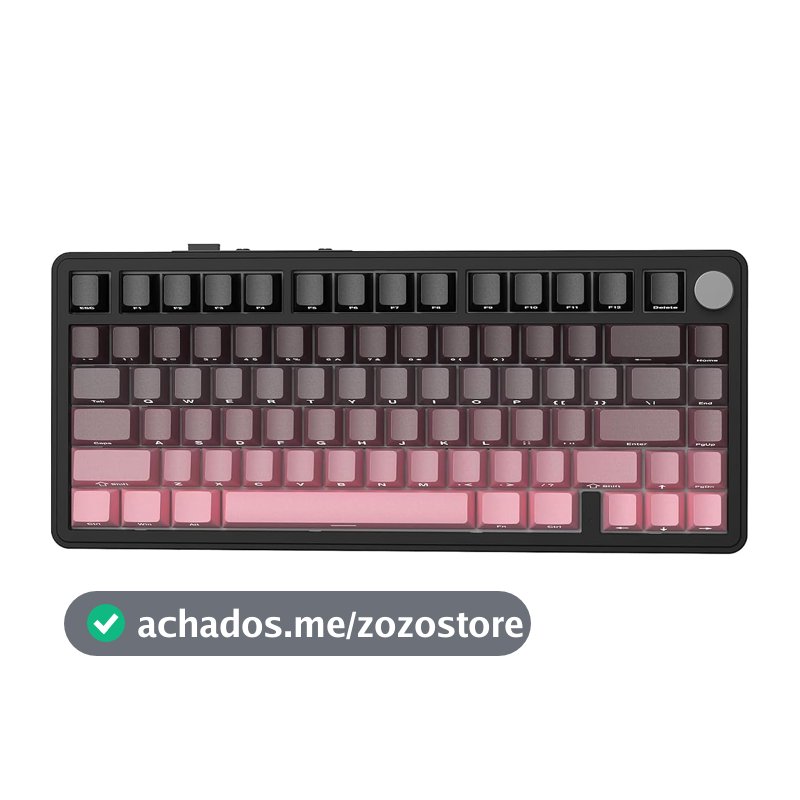 ATTACK SHARK X85 Teclado mecânico para jogos sem fio 75% Gasket com botão,BT5.0/2.4G/USB-C,acolchoamento de cinco camadas,RGB,5000mAh,troca a quente,teclas com impressão lateral (Blackberry)