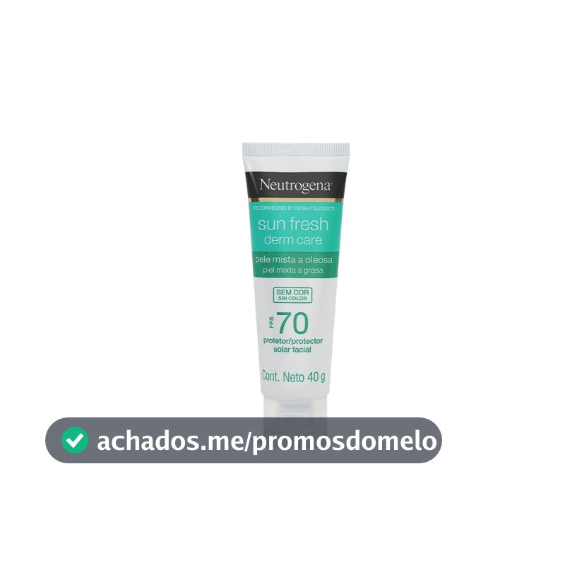 Protetor Solar Facial Neutrogena Sun Fresh Derm Care, Sem Cor, FPS 70, 40g