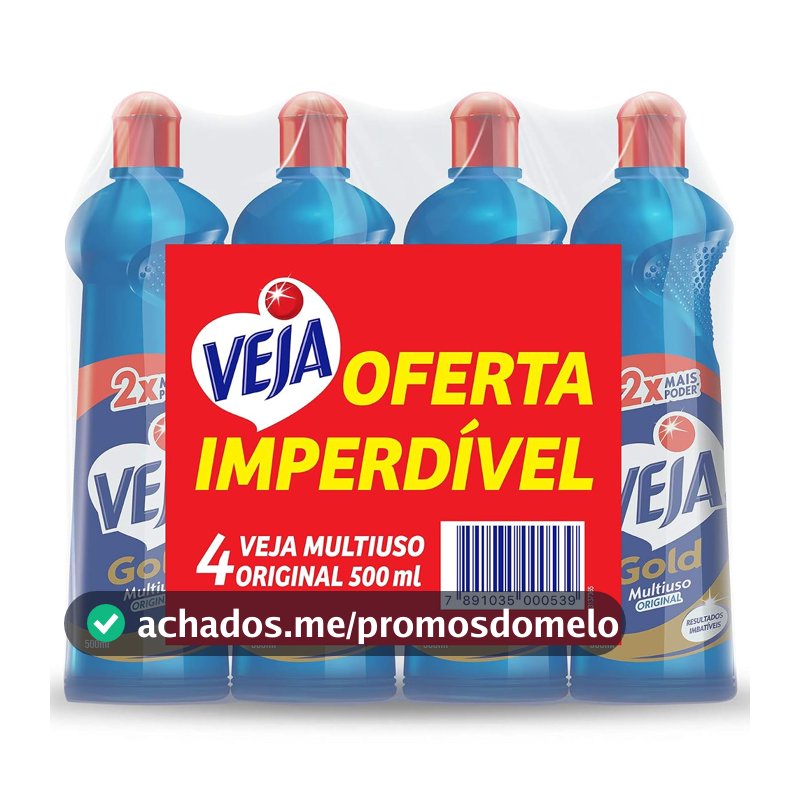 Limpador Multiuso Veja Gold, Original, 500ml, Pack com 4 Unidades