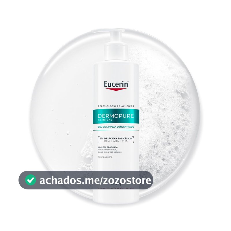 EUCERIN Gel de Limpeza Facial AntiAcne DermoPure Clinical Concentrado 400ml, Peles Oleosas e Acneicas