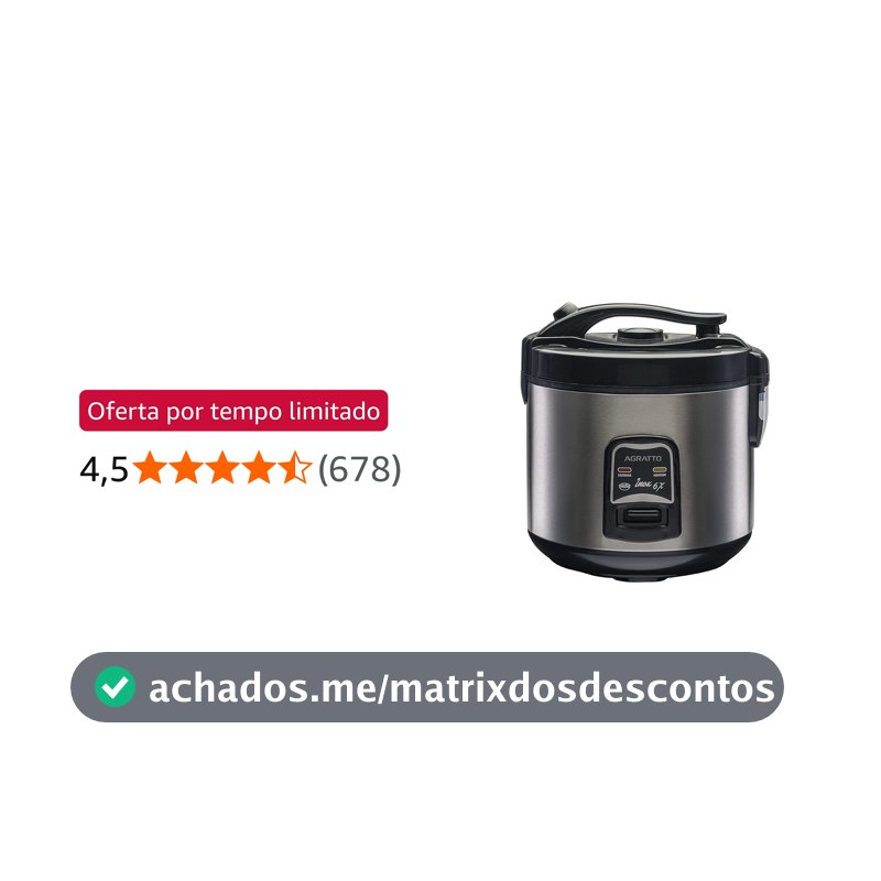 Panela Elétrica Arroz PAI6X Inox 127V, Agratto