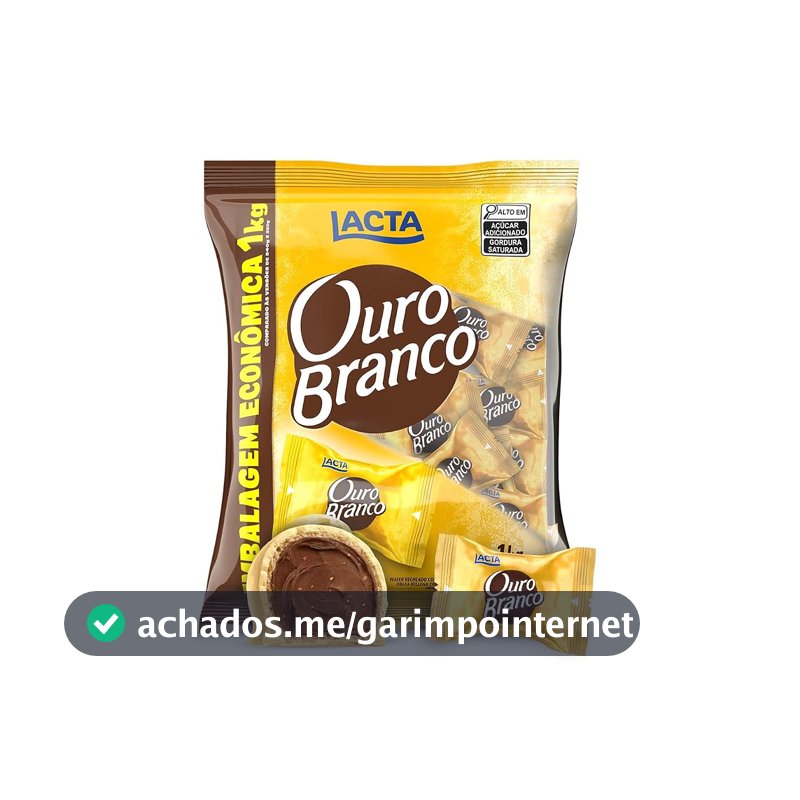 Lacta Ouro Branco - Wafer Recheado Sabor Chocolate Branco Pacote 1kg