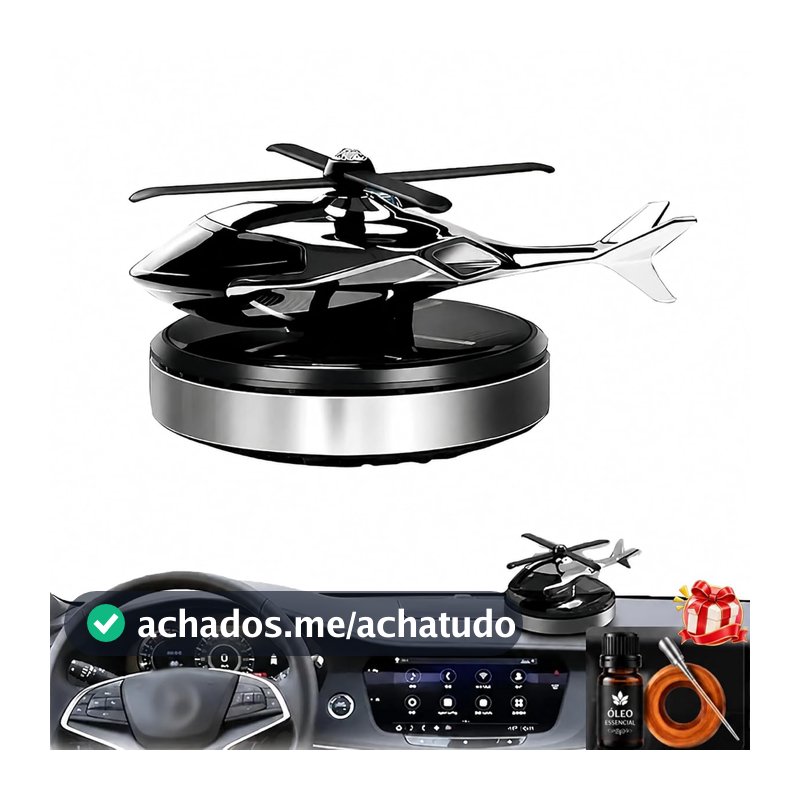 Aromatizador Solar para Carro Modelo Helicóptero Perfume Automotivo