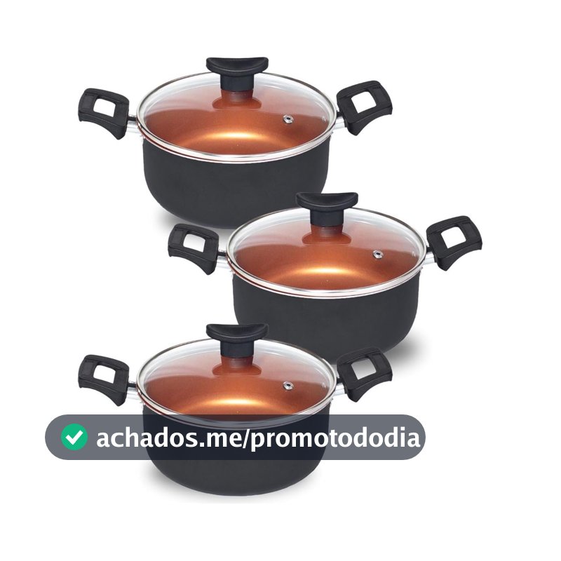 Conjunto 2 Panelas Caçarola Teflon Pequena Antiaderente 5 Camadas (Cobre)