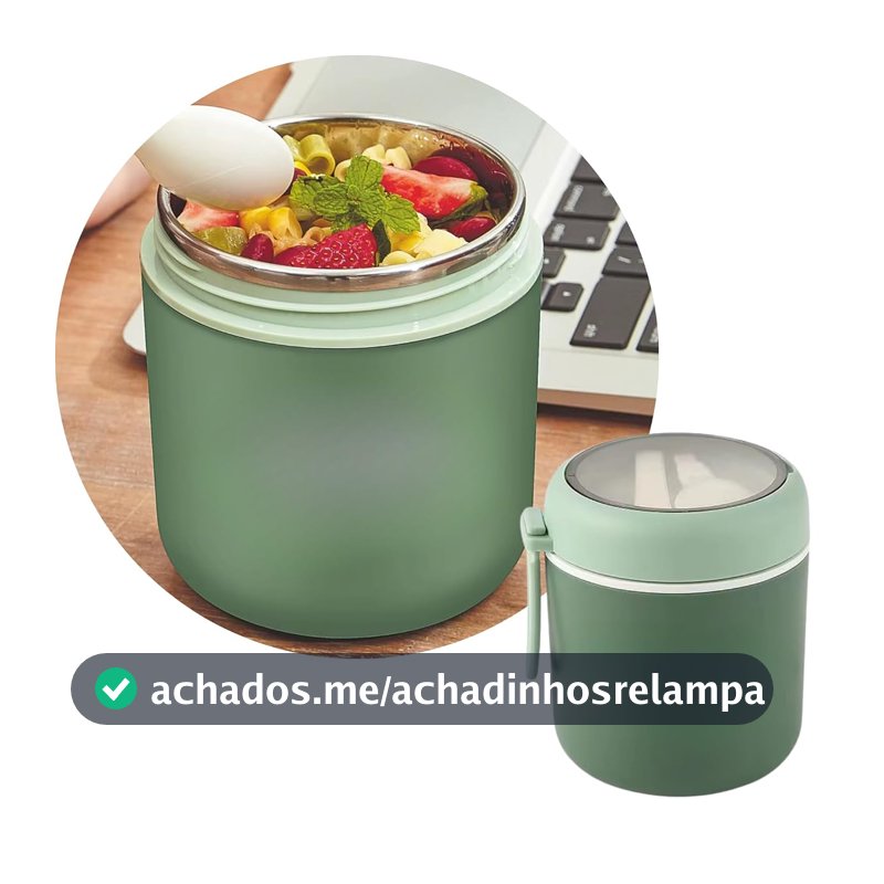 Pote Térmico de Inox com Colher e Tampa Antivazamento, 530ml