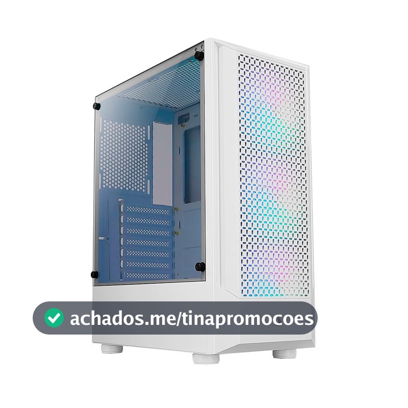 Gabinete Gamer Rise Mode Wave White, Mid Tower, Lateral em Vidro Fumê, ARGB, ATX, 3 Cooler Fan ARGB, Branco - RM-WA-BW-ARGB