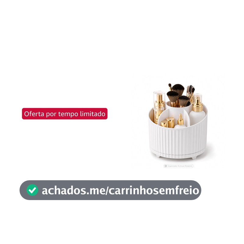 Porta Objetos, Porta Pincel, Organizador de Maquiagem Giratório, Penteadeira, Quarto e Banheiro - Cor Branco