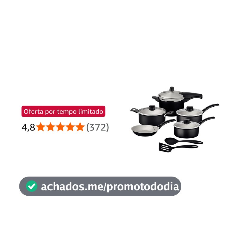 Jogo de Panelas Tramontina Turim em Alumínio com Revestimento Interno e Externo em Antiaderente Starflon Max Preto 7 Peças