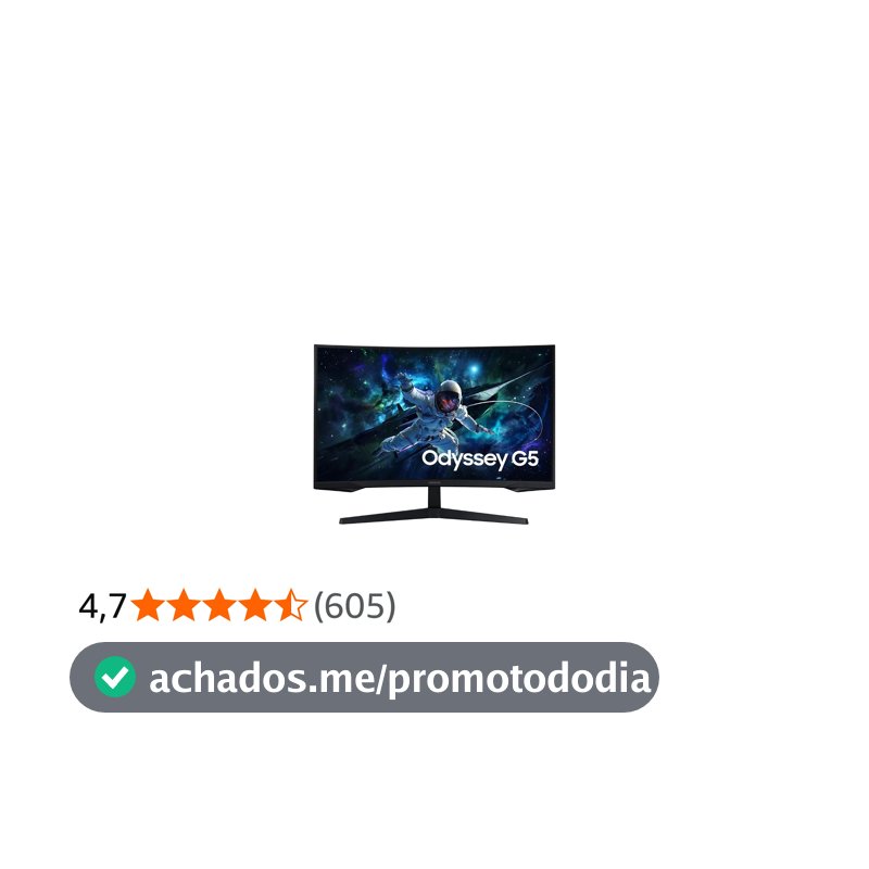 Monitor Gamer Samsung Odyssey G5 32, Resolução QHD, Taxa de atualização de 165Hz & 1ms de tempo de resposta (MPRT), Curvatura com 1000R, HDR 10, AMD FreeSync, Eye Saver Mode & Flicker Free Mode