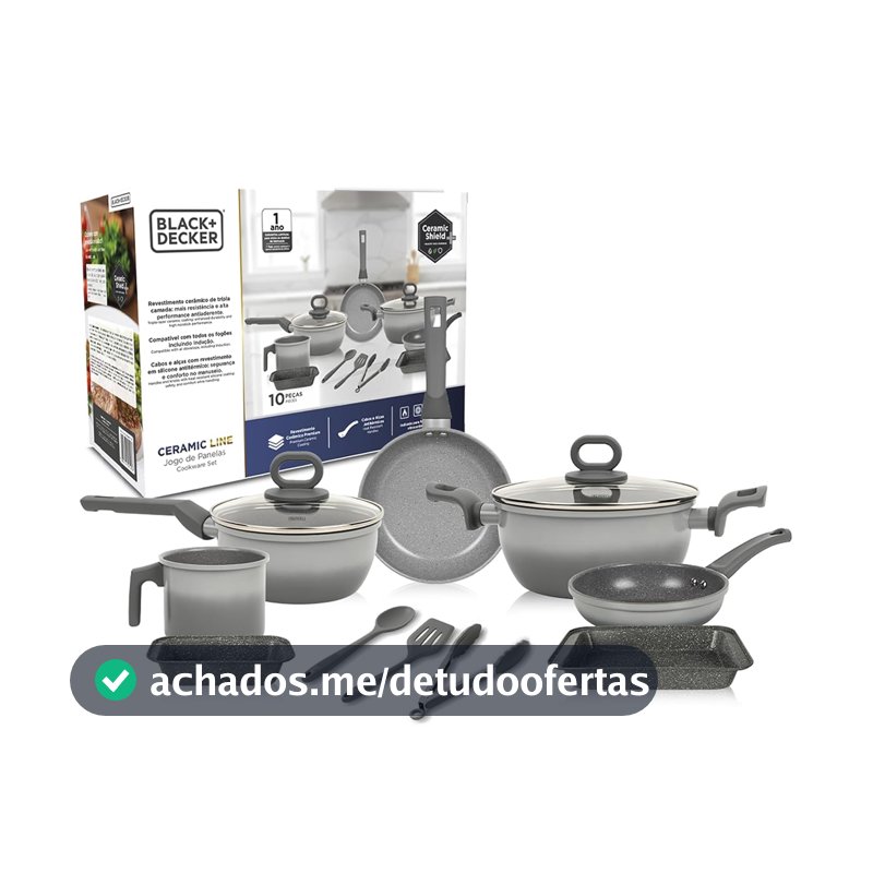 Jogo de Panelas BLACK DECKER 10 Peças Ceramic Line - Cinza Gradiente