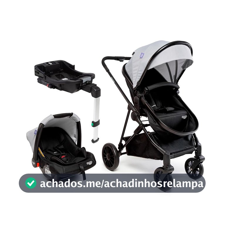 Travel System Cosco Kids, Lummy Trio, Isofix, Cinza Gelo