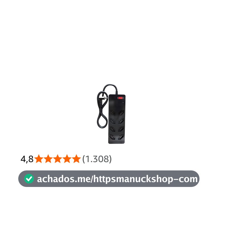 Filtro de Linha iCLAMPER Energia 8 com Proteção contra Surtos Elétricos(DPS) 8 Tomadas, 3 Pinos, 10 Amperes para PC, Notebook, Roteador, Monitor, Impressora, PS5, Alexa e etc, Bivolt, Cabo de 1m Preto