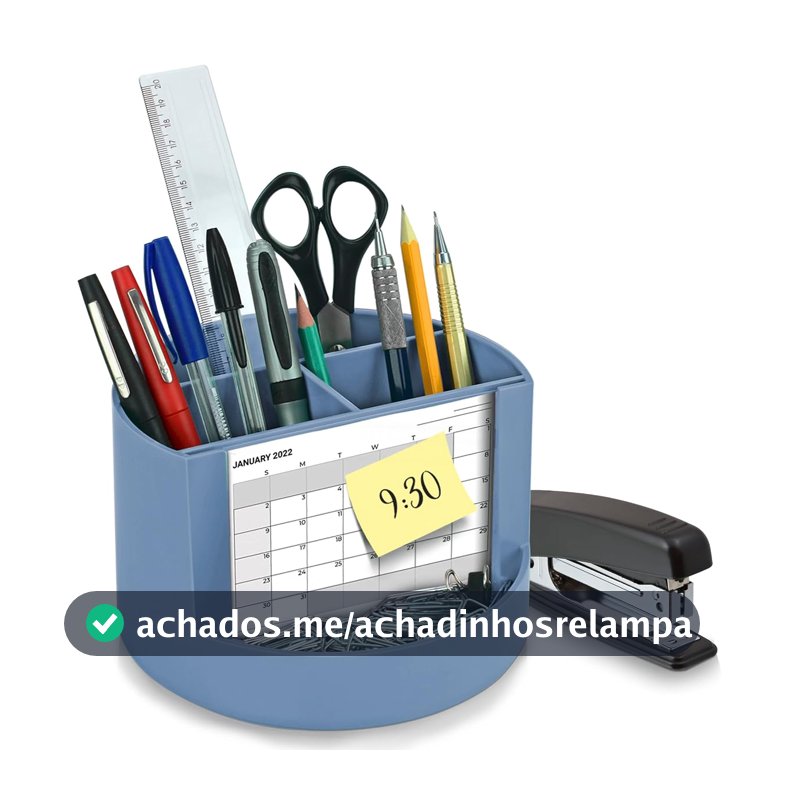 Acrimet Organizador de Mesa, Porta Lápis Canetas, 4 Divisórias, Cor Azul
