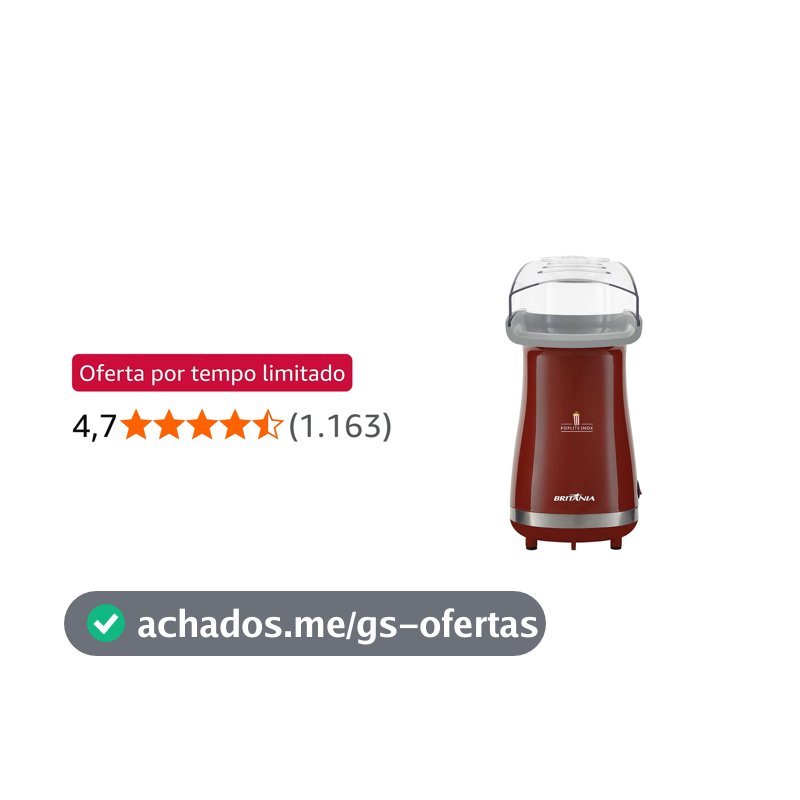 Britânia Pipoqueira, Poplite Inox Bpi01vi, Vermelho, 127V, 62551004 Plástico e Metal