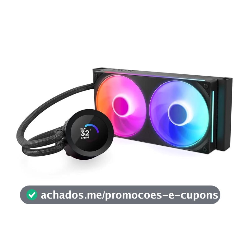Water Cooler NZXT Kraken Plus 240 RGB Preto com Tela LCD 240mm RL-KN240-B2