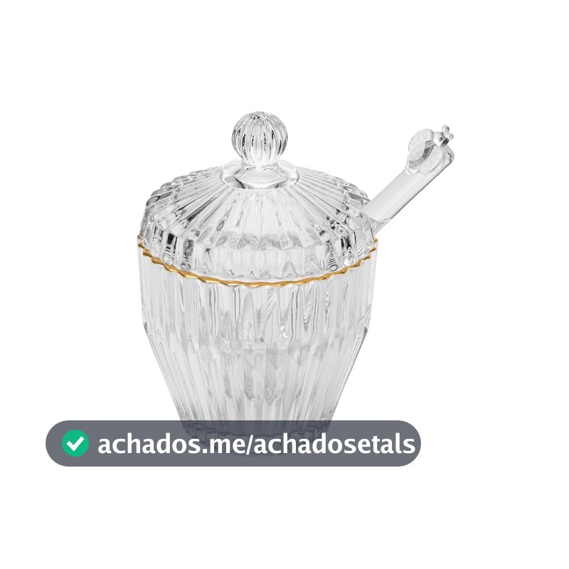 WOLFF - Meleira com Pegador e Tampa Imperatriz com Fio de Ouro 8cm x 8cm x 11cm Cristal Ecológico