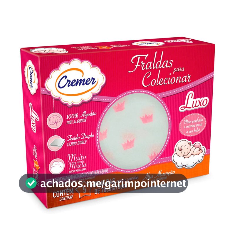 Cremer Fralda Luxo Estampa Feminina Pc Com 5 Unidades