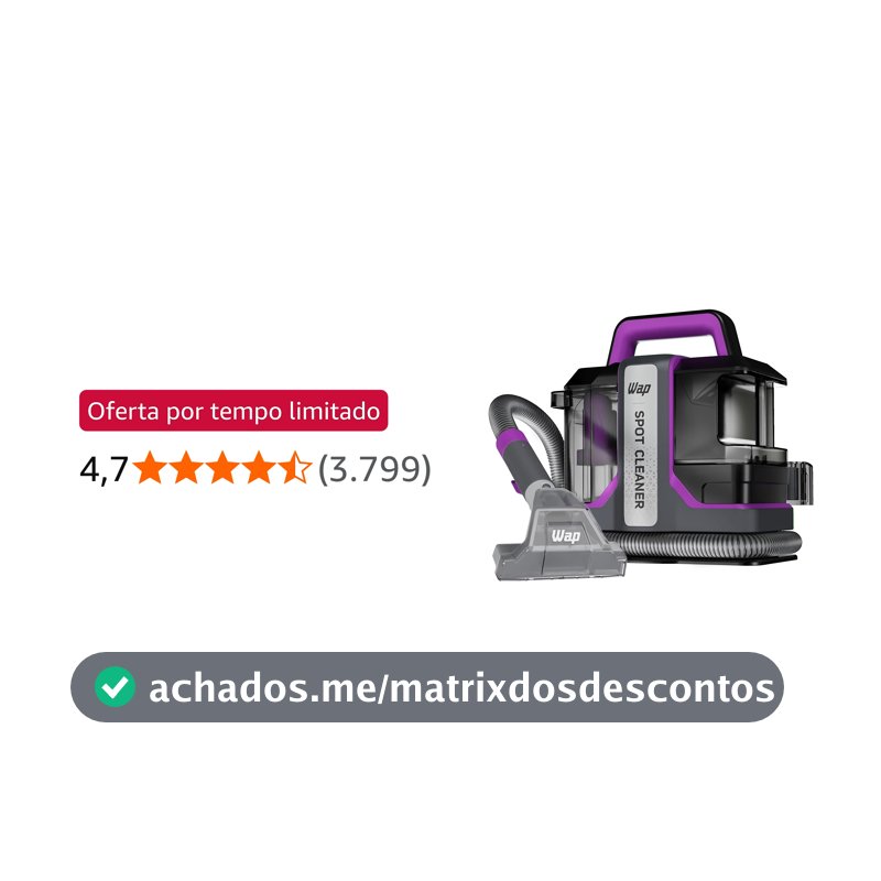 WAP Extratora Portátil Spot Cleaner W3, 3 em 1, Borrifa, Esfrega e Extrai, com Sistema de Autolimpeza, 1450W 127V