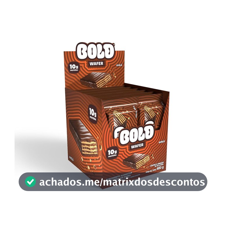 BOLD Wafer Proteico 40g 10g Proteína Snack Avelã