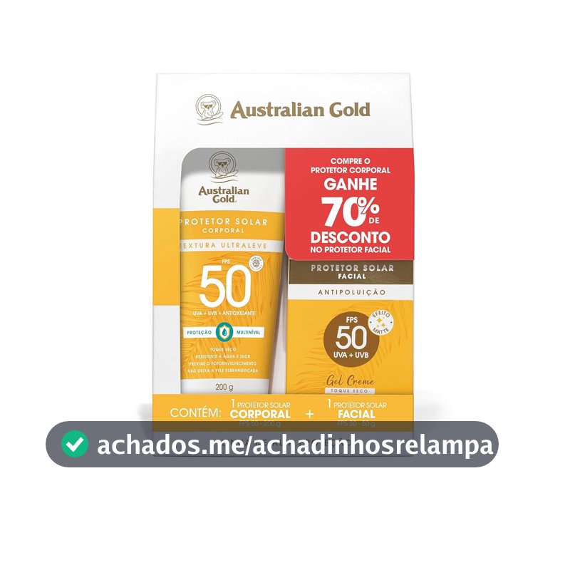 Australian Gold Promopack Protetor Solar Gel Creme Corporal/Facial FPS 50 200 G/ 50 G