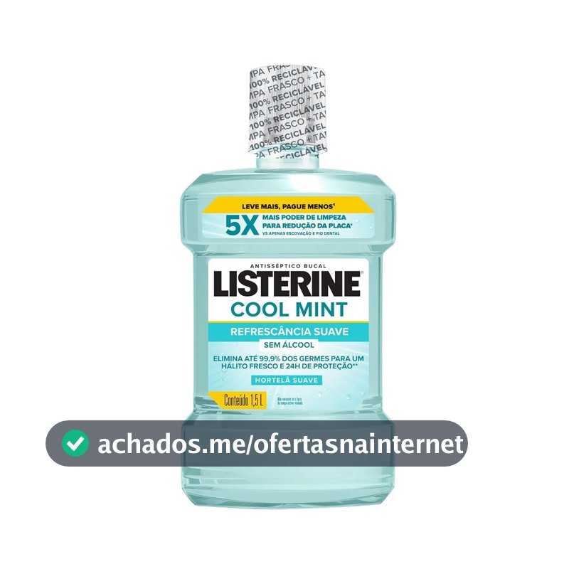 Enxaguante Bucal Listerine Cool Mint, Sem Álcool, 1,5L