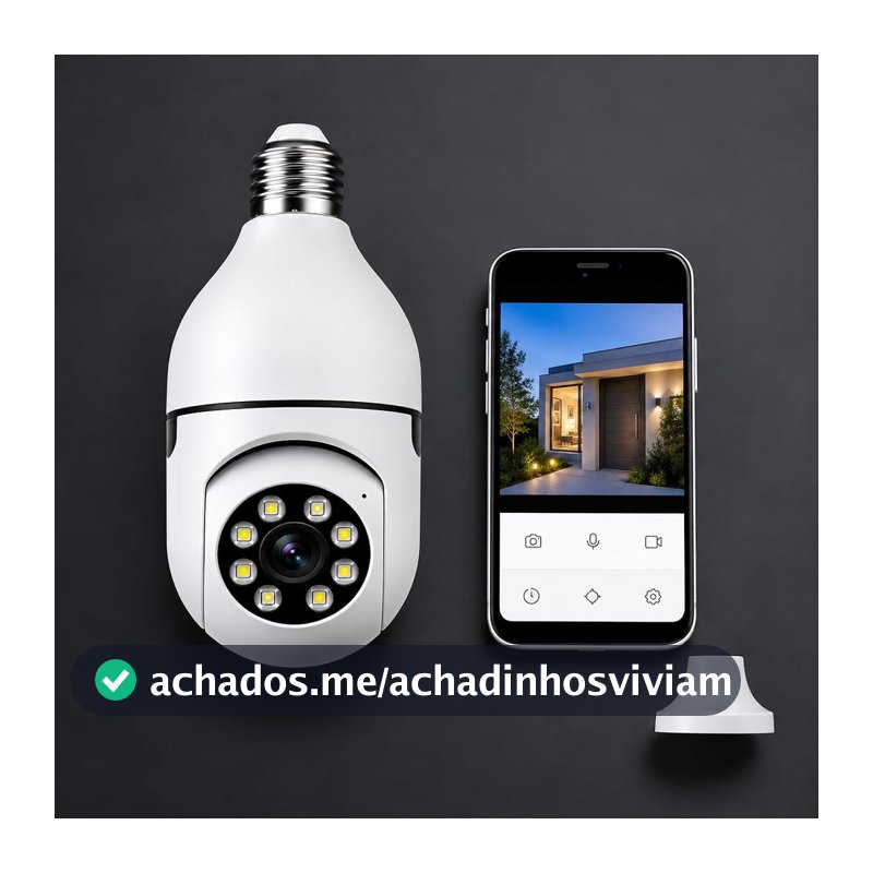 Câmera Segurança IP Lâmpada WiFi Full HD 1080p com Visão Noturna Infravermelho 1080P Bivolt, Detecção de Movimento, Áudio Bidirecional, Prova D'água Giratória (1)