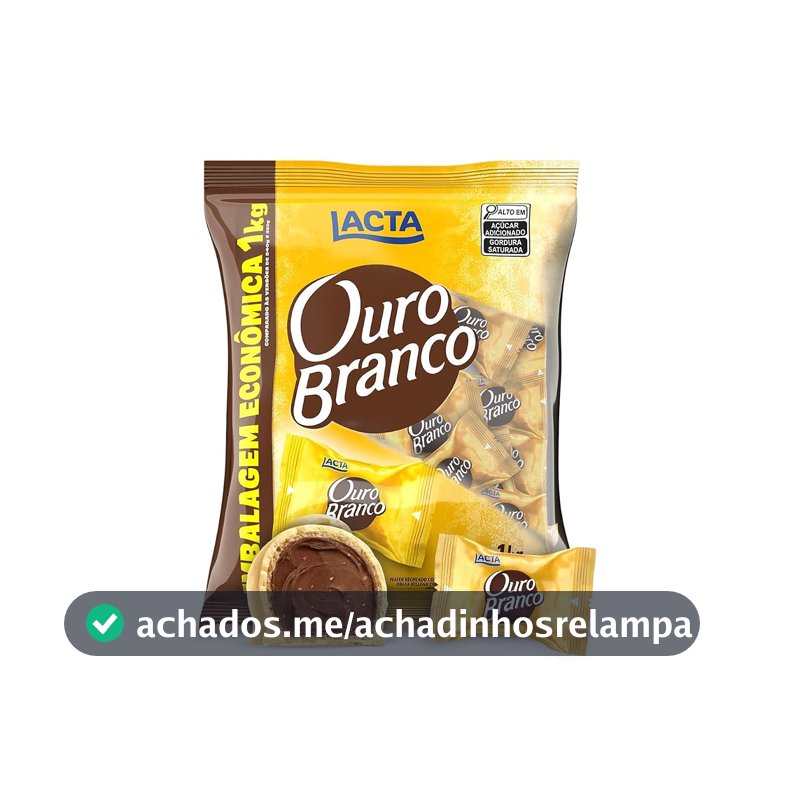 Lacta Ouro Branco - Wafer Recheado Sabor Chocolate Branco Pacote 1kg