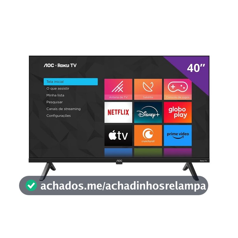 Smart TV 40" AOC Full HD DLED Série 5045 40S5045/78G Roku TV 2024