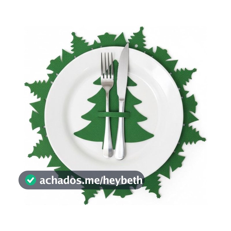 4 Jogo Americano + Porta Talheres Natal Árvore Souplast Ceia Verde Arvore Natal