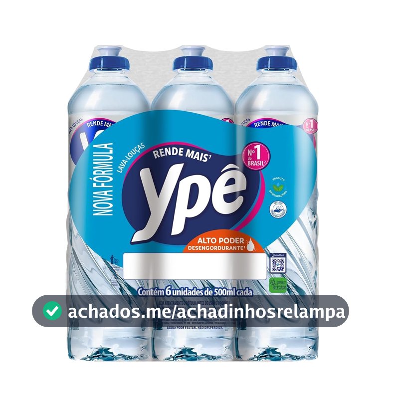 Ypê Pack Detergente Clear 500ml (6 unidades)