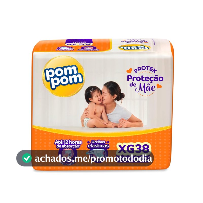 Fralda Pom Pom Protek Proteção de Mãe Mega XG 38 Unidades