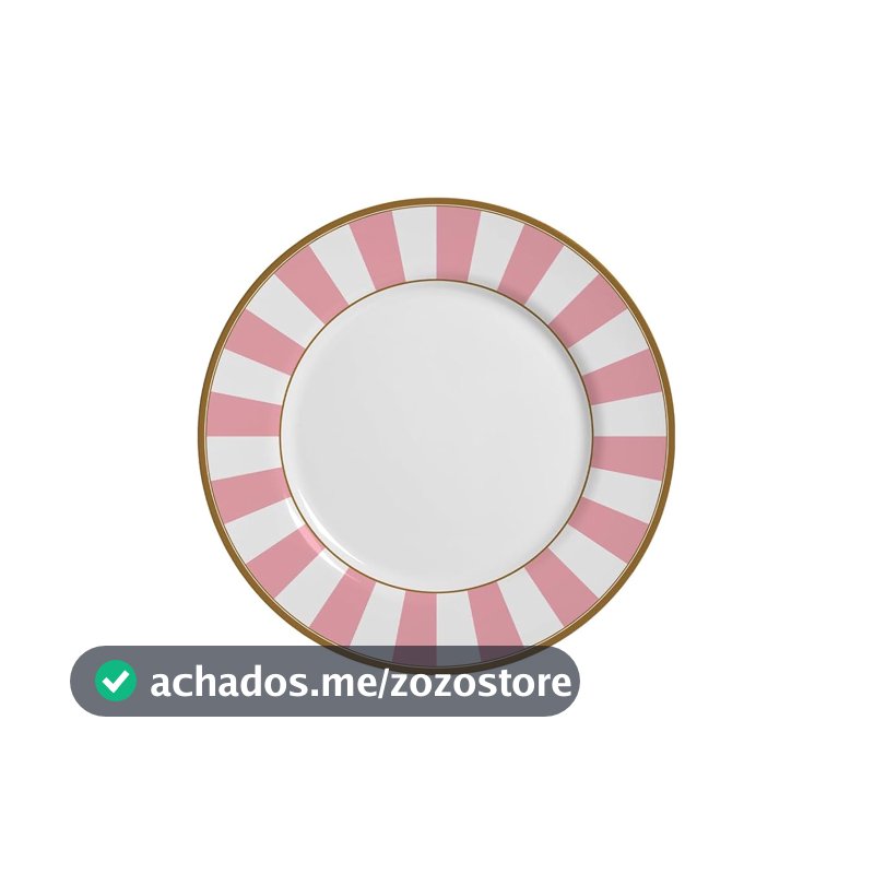Conjunto C/ 6 Prato Sobremesa Stripe Rosa