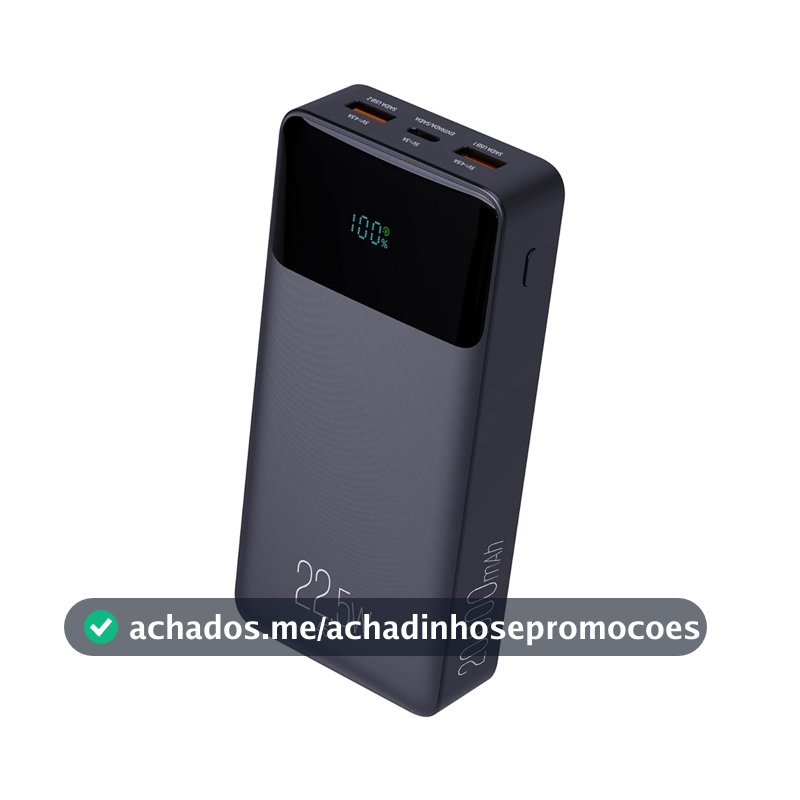 Power Bank Pro 20000mAH, Bateria Portátil Universal, Carga Rápida, Display Indicador, Entradas Micro USB e USB-C, 2 Portas USB-A, Preto, PB200BK, ELG