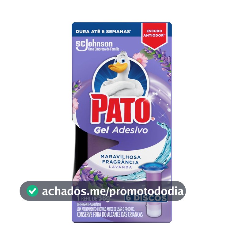 Pato Desodorizador Sanitário Gel Adesivo Refil Lavanda, 6 Discos
