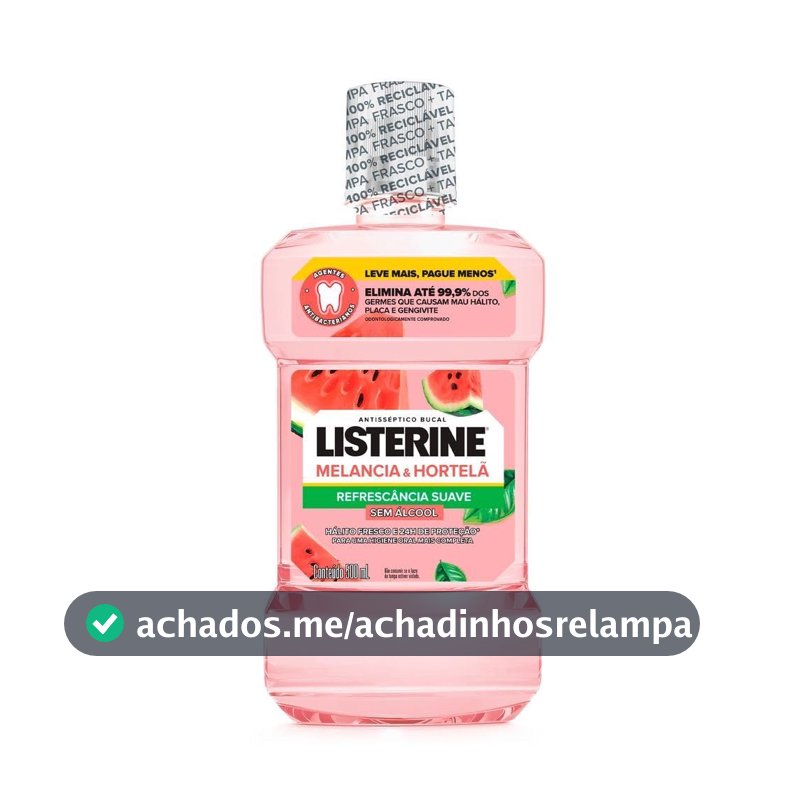 Enxaguante Bucal Listerine, Sem Álcool, Melancia e Hortelã, 500ml