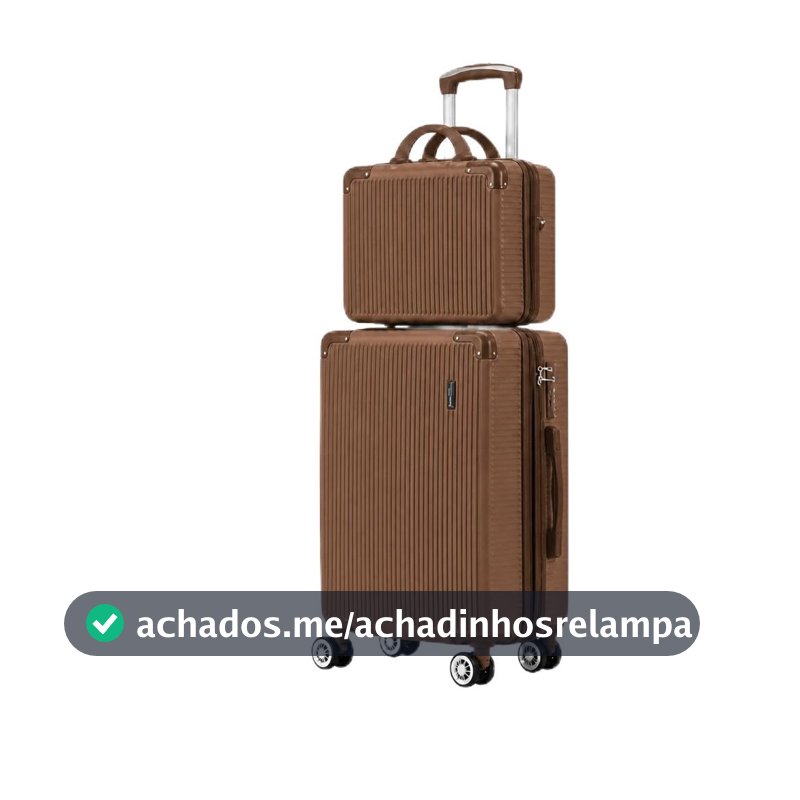 Mala de Bordo 10kg com Frasqueira Porta Copos ANAC Cadeado TSA Rodas 360 (Marrom)