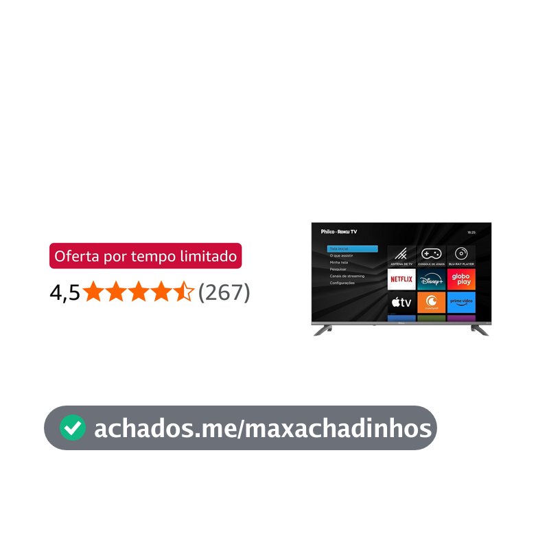 Smart TV 43" Philco Roku TV HDR10 Dolby Áudio