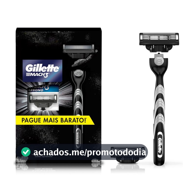 Kit de Aparelho de Barbear Gillette Mach3 Carbono, 2 Refis