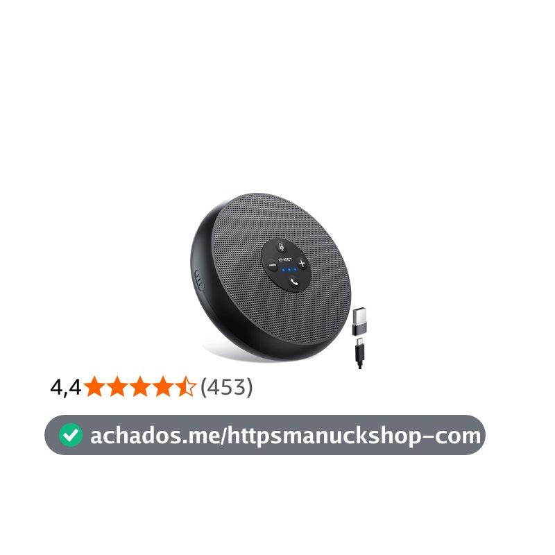 Alto-falante USB EMEET, microfones AI certificados com zoom M1A, captador de voz de 360° USB tipo C-A, alto-falantes de computador ligar e usar com microfone, redução rápida de ruído silencioso