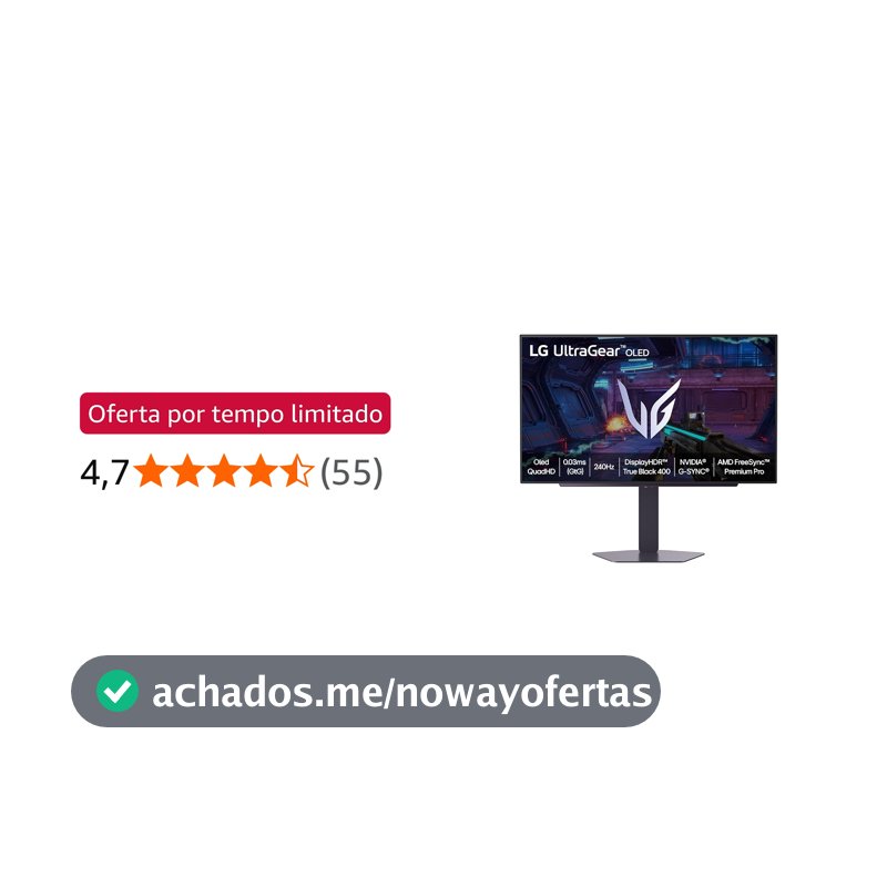 LG UltraGear Monitor Gamer OLED 27" OLED 240Hz 0.03ms (GtG) QHD 2K (2560x1440) HDR True Black 400 NVIDIA G-SYNC AMD FreeSync Premium Pro VESA AdaptiveSync, Preto - 27GX704A
