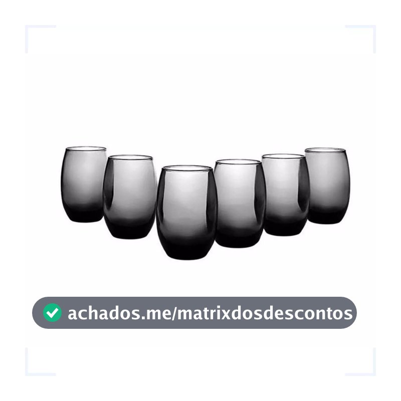 NADIR FIGUEIREDO Jogo De Copos Aruba Long Drink 465ml Cinza 6 Peças Sm Aruba Fumê