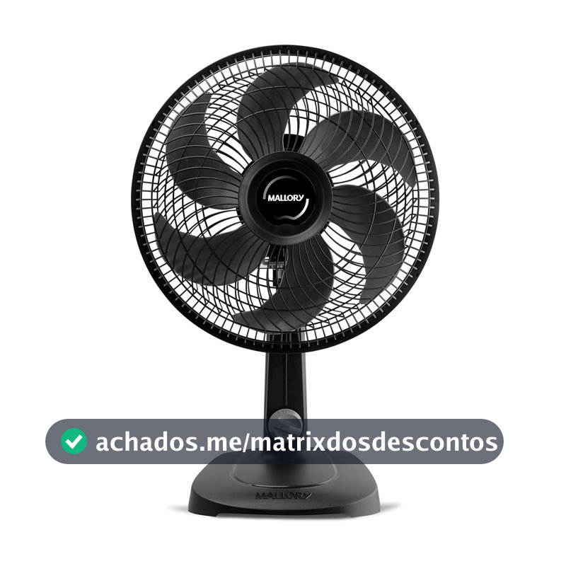 Ventilador de Mesa Mallory Turbo Compact 30 cm, Silencioso, Hélice de 6 pás, Grade Especial em Sistema TS, Máxima Vazão e Mínimo Ruído - 220V