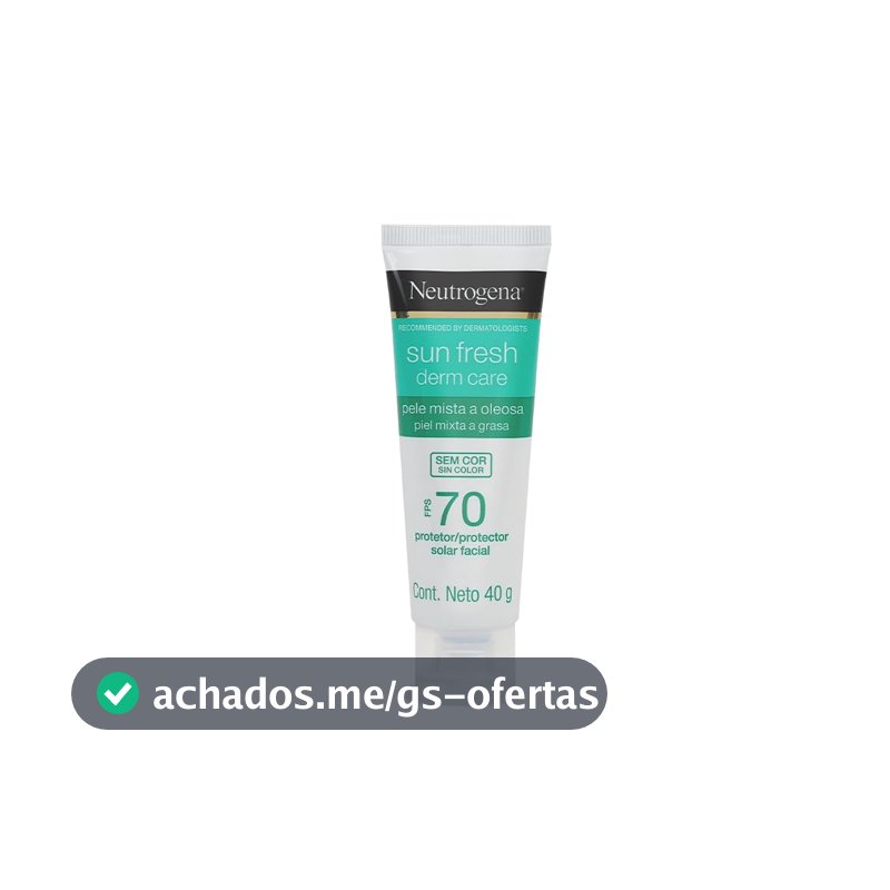 Protetor Solar Facial Neutrogena Sun Fresh Derm Care, Sem Cor, FPS 70, 40g